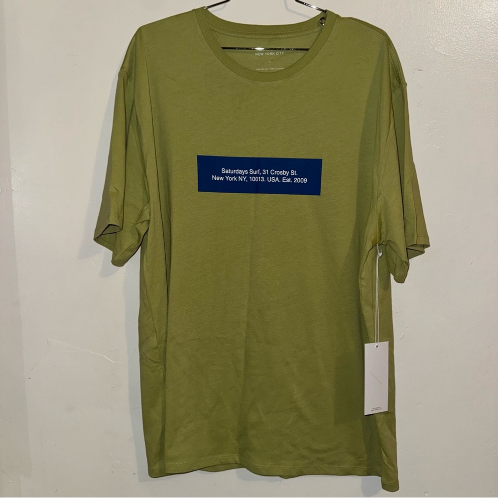 SATURDAYS NYC Saturdays Green Block T-shirt in Cotton Size XL - Picture 5 of 5